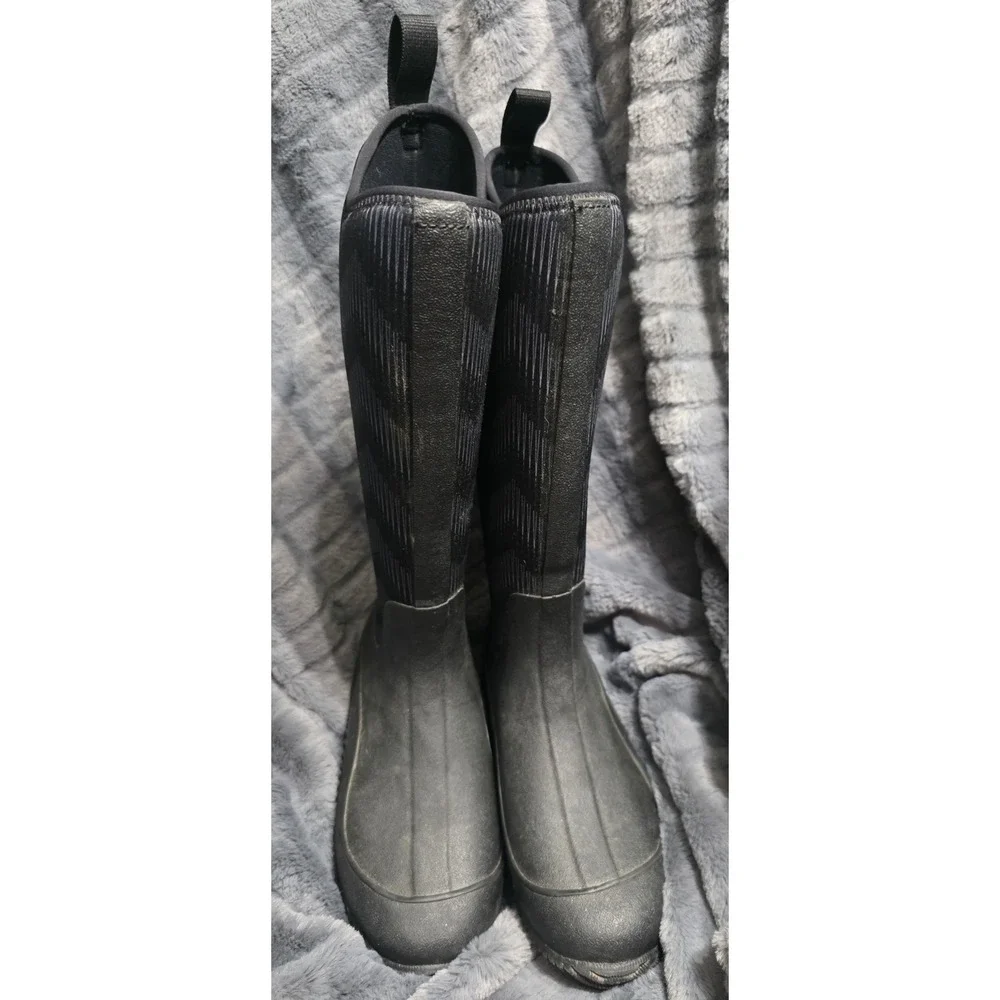 Muck Boot Company Hale Womens Size 7 Black Chevron Waterproof Rain Boots Tall